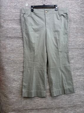 Joan Rivers Pants Womens 1X Green Twill Chino Pull On Elastic Waist Stretch